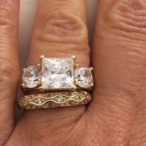 Gold Sterling Silver Vintage Style Wedding Set